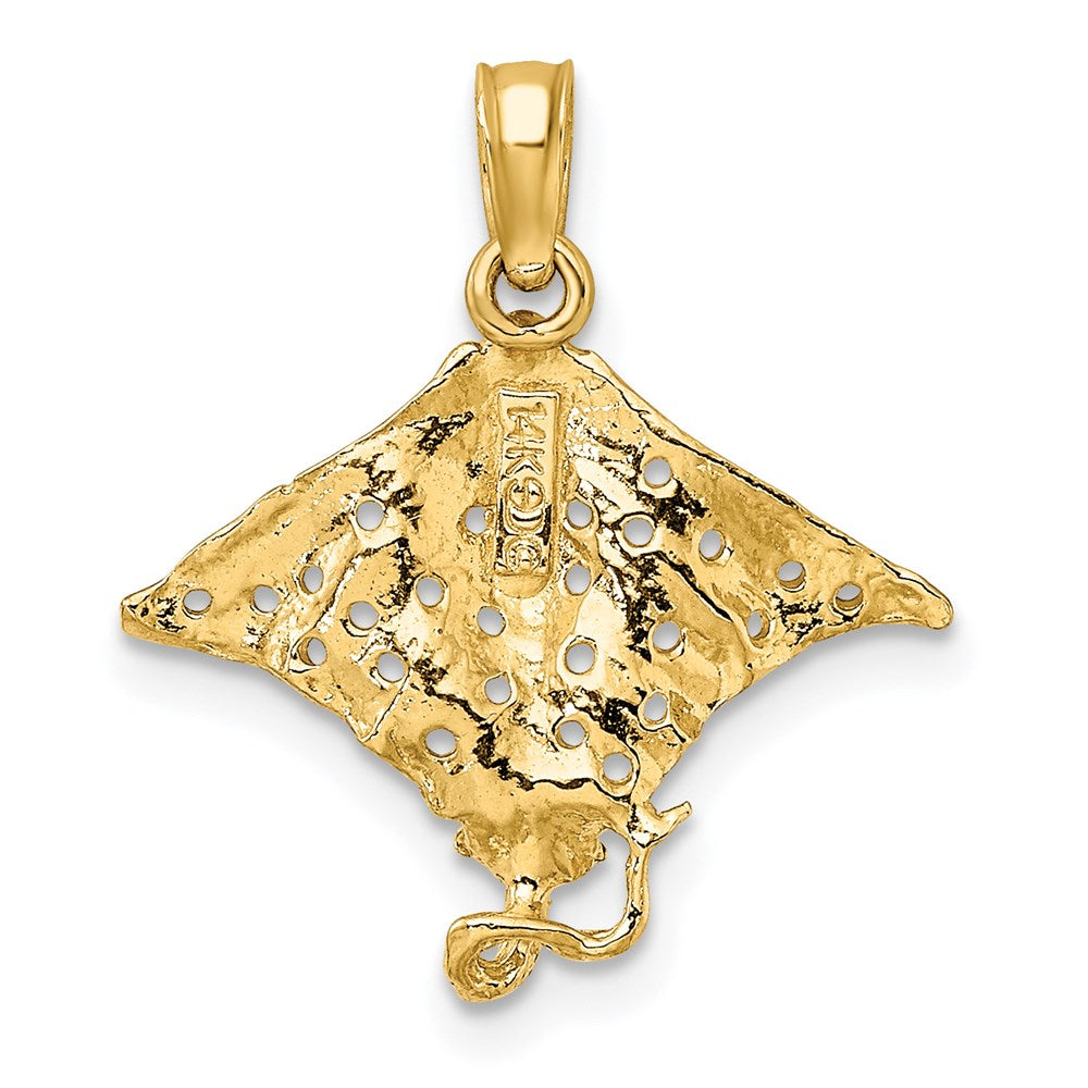 14K Yellow Gold Spotted Eagle Ray With Holes Charm