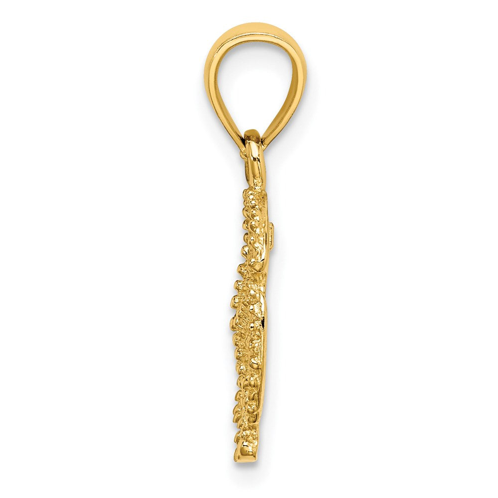 14K Yellow Gold Starfish On Sand Dollar Charm