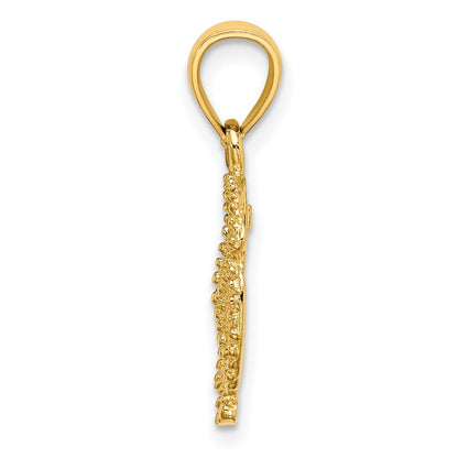 14K Yellow Gold Starfish On Sand Dollar Charm