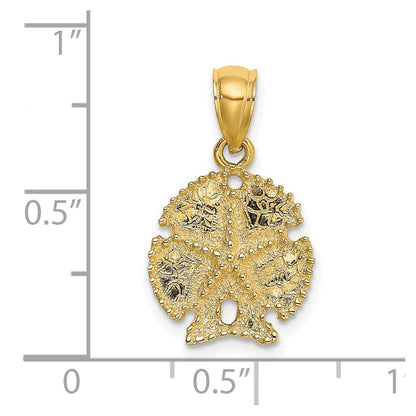 14K Yellow Gold Starfish On Sand Dollar Charm
