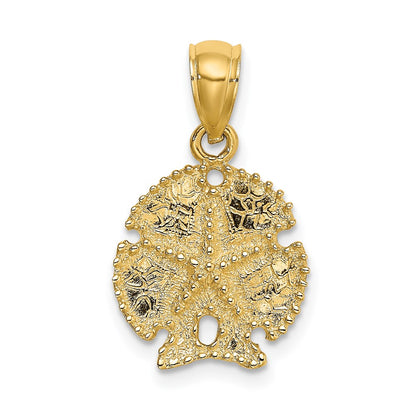 14K Yellow Gold Starfish On Sand Dollar Charm