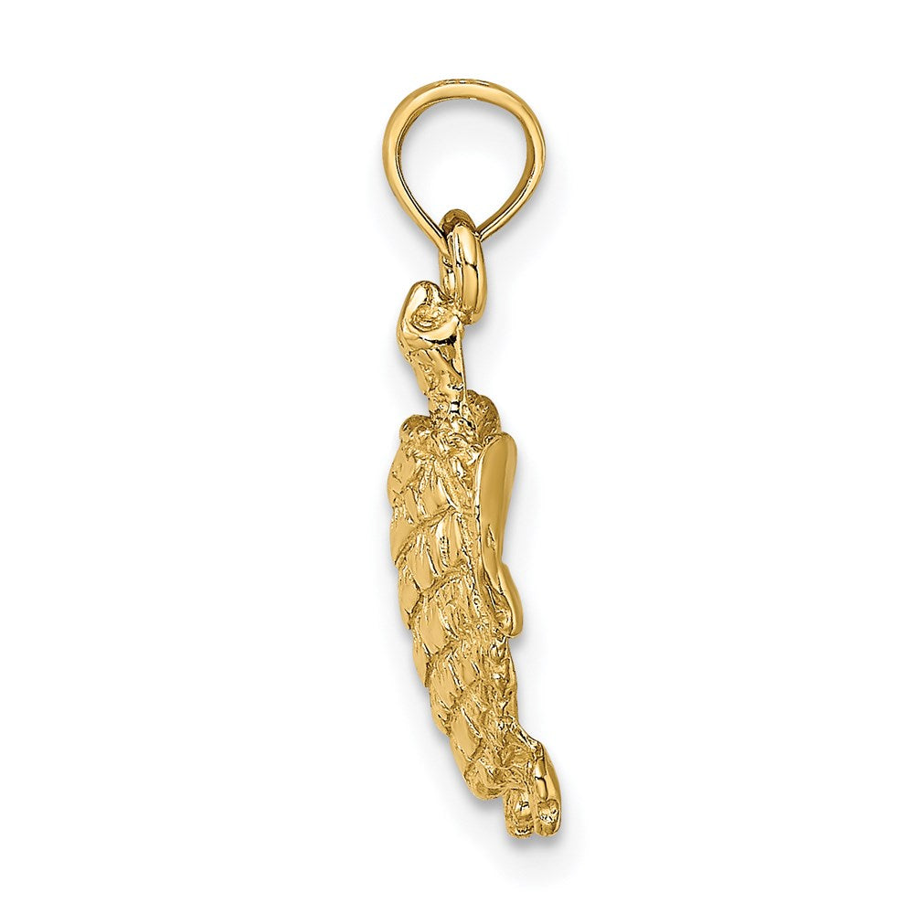 14K Yellow Gold Textured Sea Turtle Charm