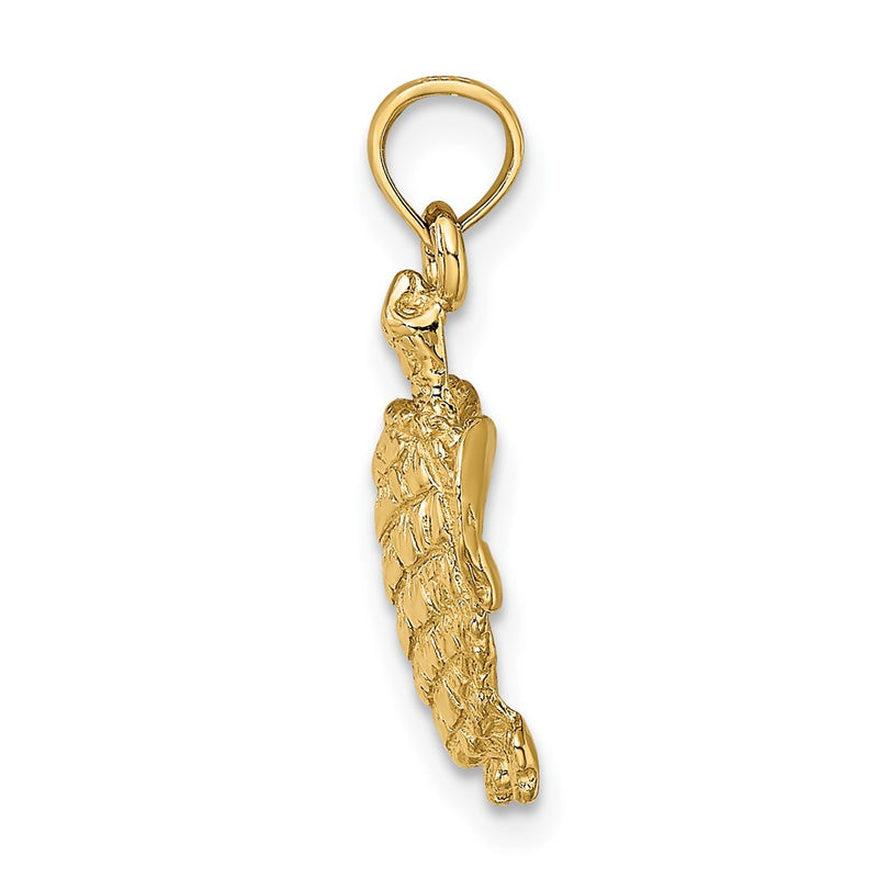 14K Yellow Gold Textured Sea Turtle Charm