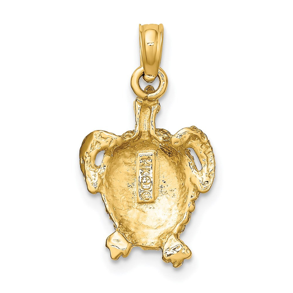 14K Yellow Gold Textured Sea Turtle Charm