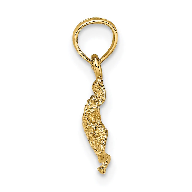 14K Yellow Gold Textured Sea Turtle Charm