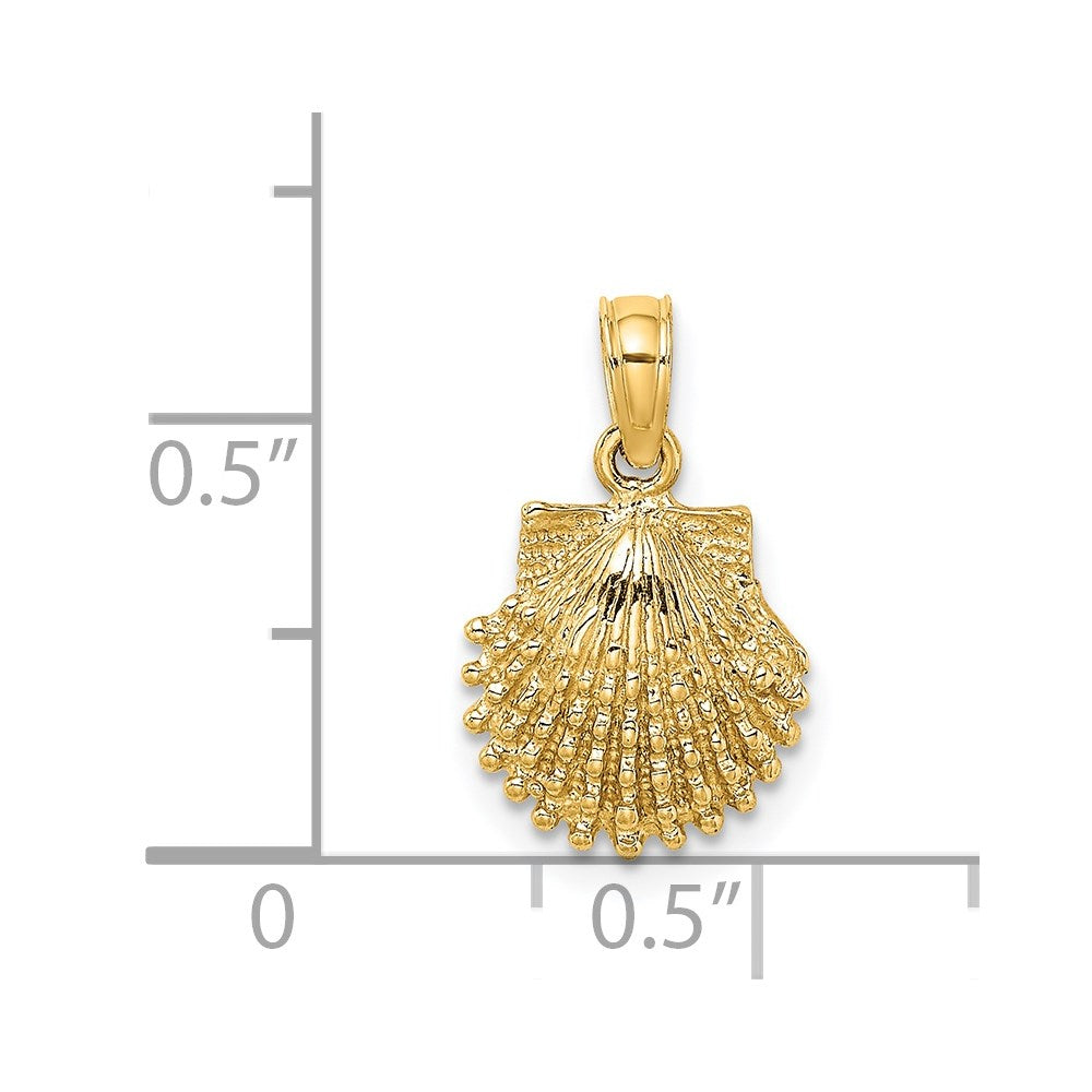 14K Yellow Gold Textured Scallop Shell Charm
