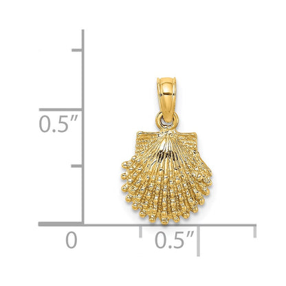 14K Yellow Gold Textured Scallop Shell Charm