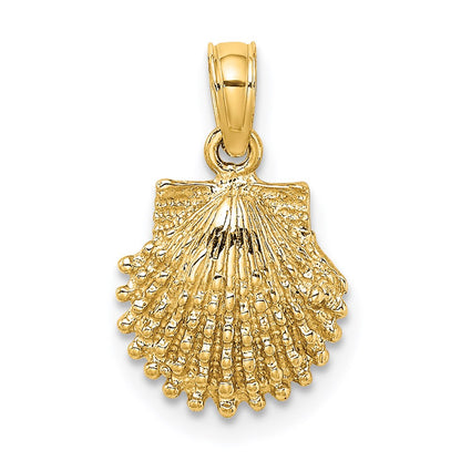 14K Yellow Gold Textured Scallop Shell Charm