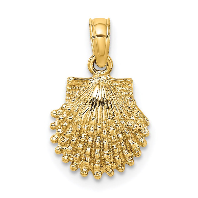 14K Yellow Gold Textured Scallop Shell Charm