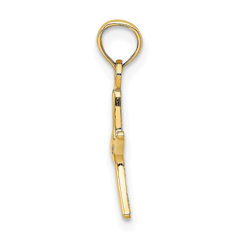 14K Yellow Gold Polished Mini Dancing Starfish Charm