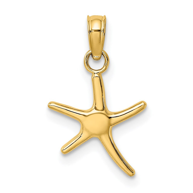 14K Yellow Gold Polished Mini Dancing Starfish Charm