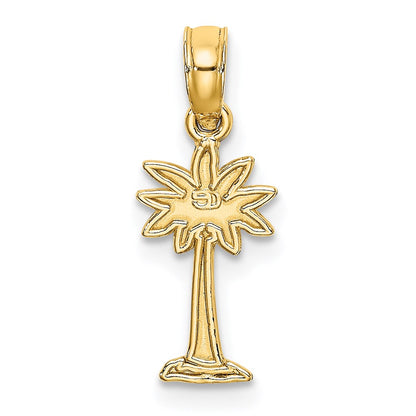 14K Yellow Gold 2-D Textured Mini Palmetto Palm Tree Charm