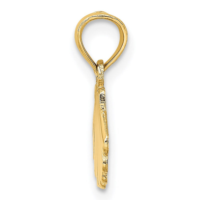 14K Yellow Gold Polished And Engraved Shell Charm
