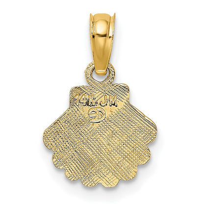 14K Yellow Gold Polished And Engraved Shell Charm