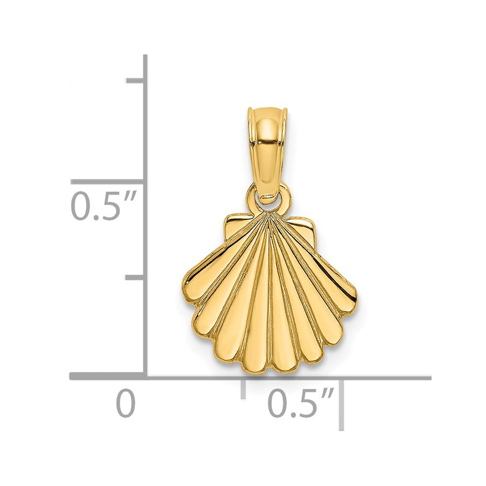 14K Yellow Gold Polished And Engraved Shell Charm