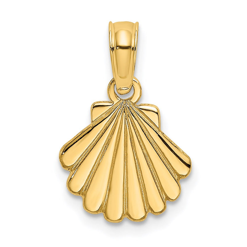 14K Yellow Gold Polished And Engraved Shell Charm