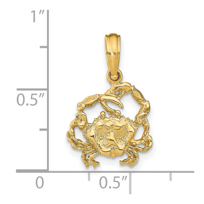 14K Yellow Gold Textured Crab Charm