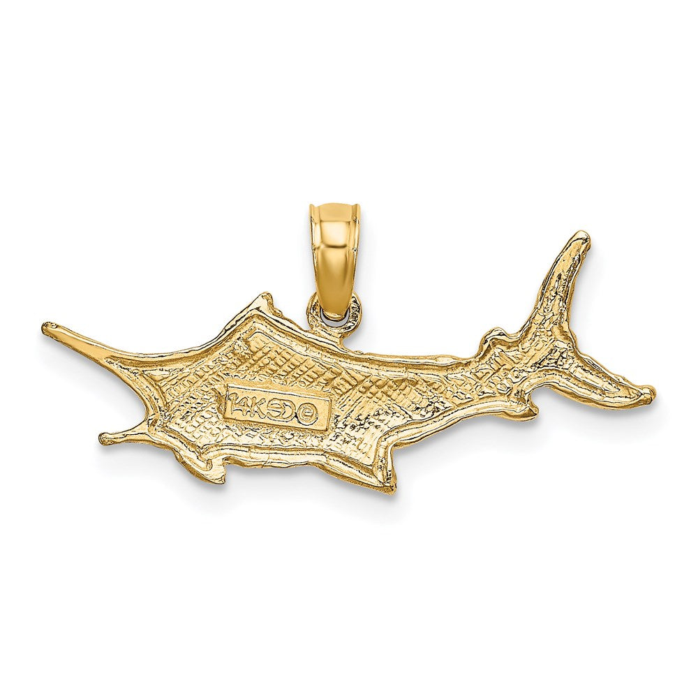 14K Yellow Gold Textured 2-D Marlin Fish Charm