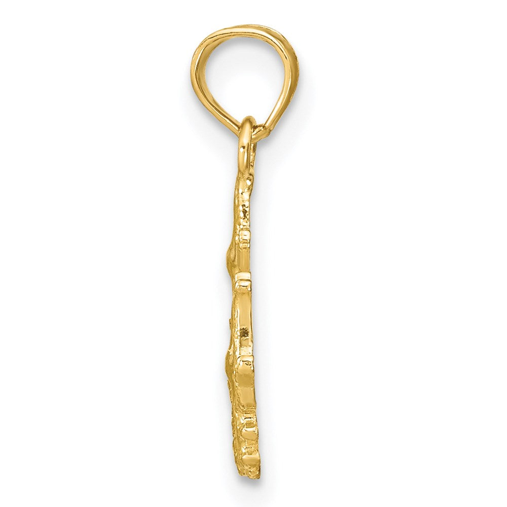 14K Yellow Gold Textured Mini Double Starfish And Coral Charm