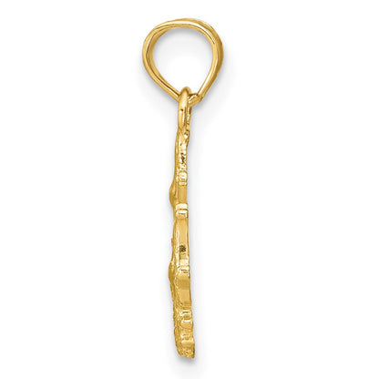 14K Yellow Gold Textured Mini Double Starfish And Coral Charm