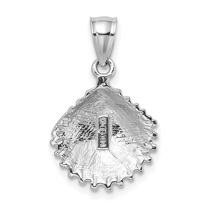 14k White Gold Textured Scallop Shell Charm