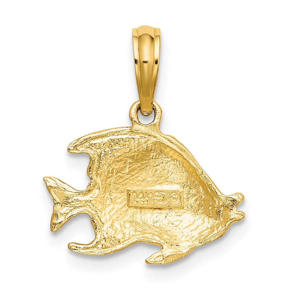 14K Yellow Gold Polished Textured Fish Charm