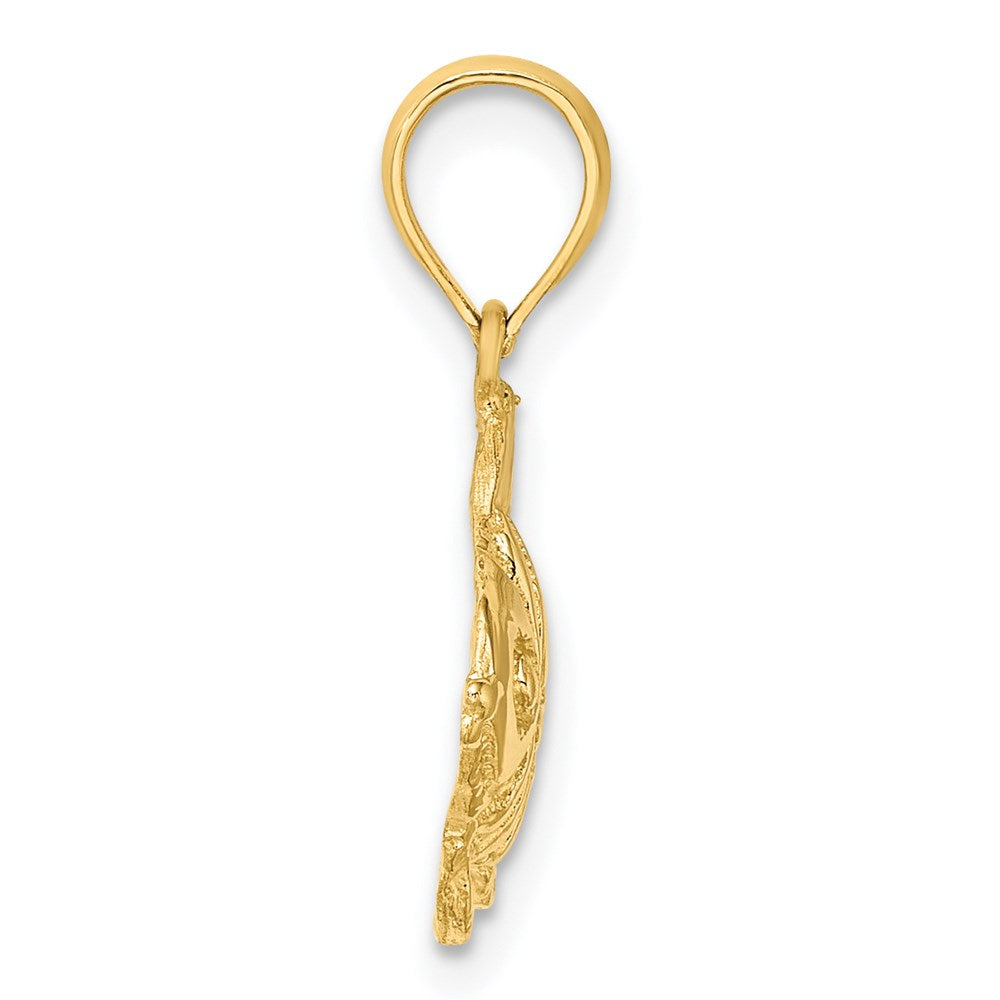 14K Yellow Gold Polished Engraved Fish Charm