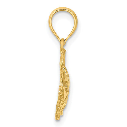 14K Yellow Gold Polished Engraved Fish Charm