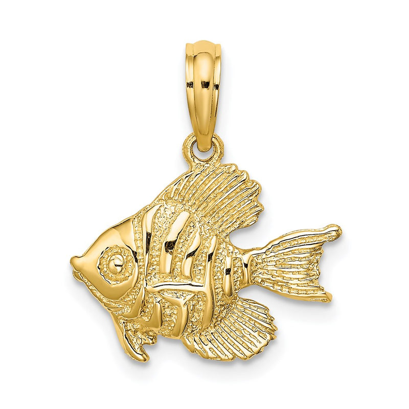 14K Yellow Gold Polished Engraved Fish Charm