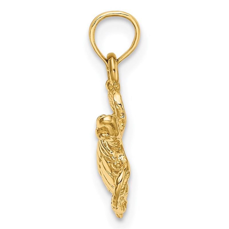 14K Yellow Gold Textured Sea Turtle Charm