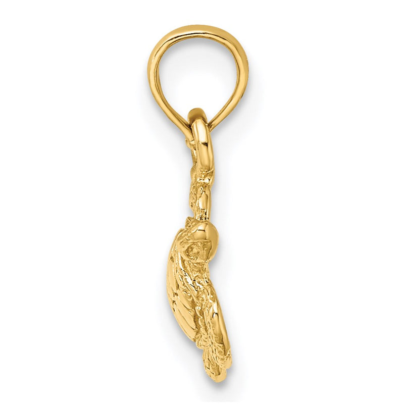 14K Yellow Gold Textured Sea Turtle Charm