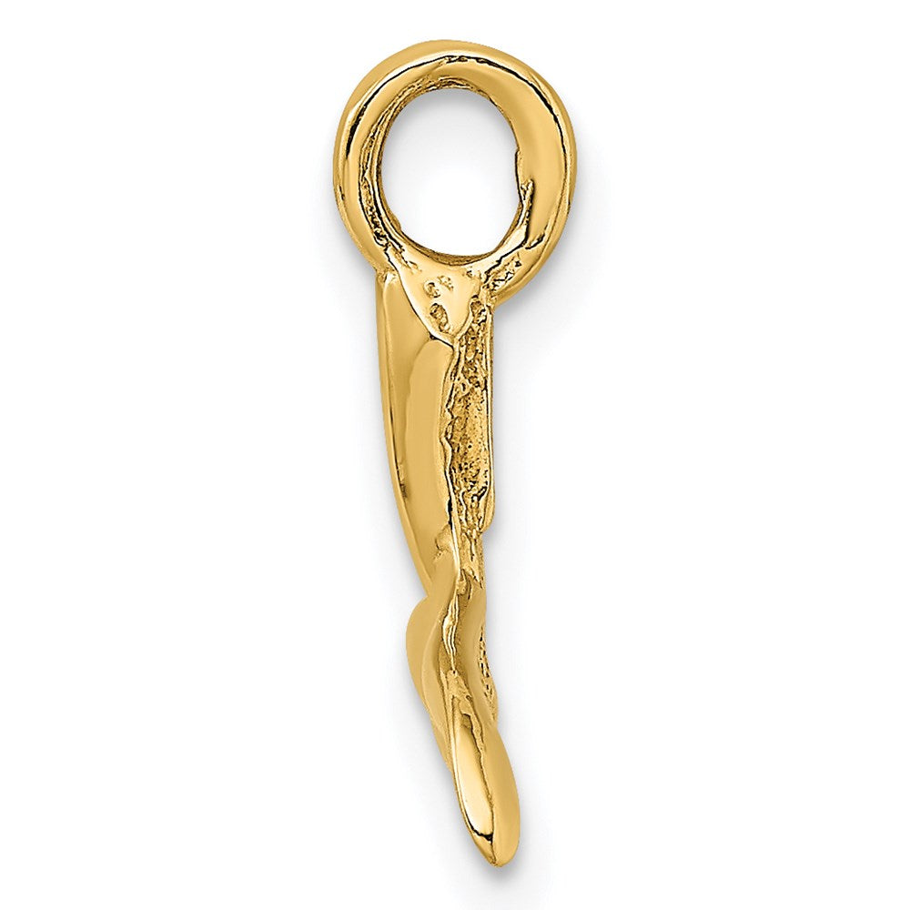 14K Yellow Gold 3-D Polished Whale Tail Chain Slide