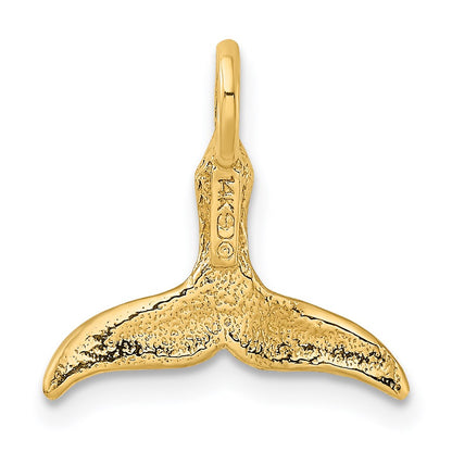 14K Yellow Gold 3-D Polished Whale Tail Chain Slide