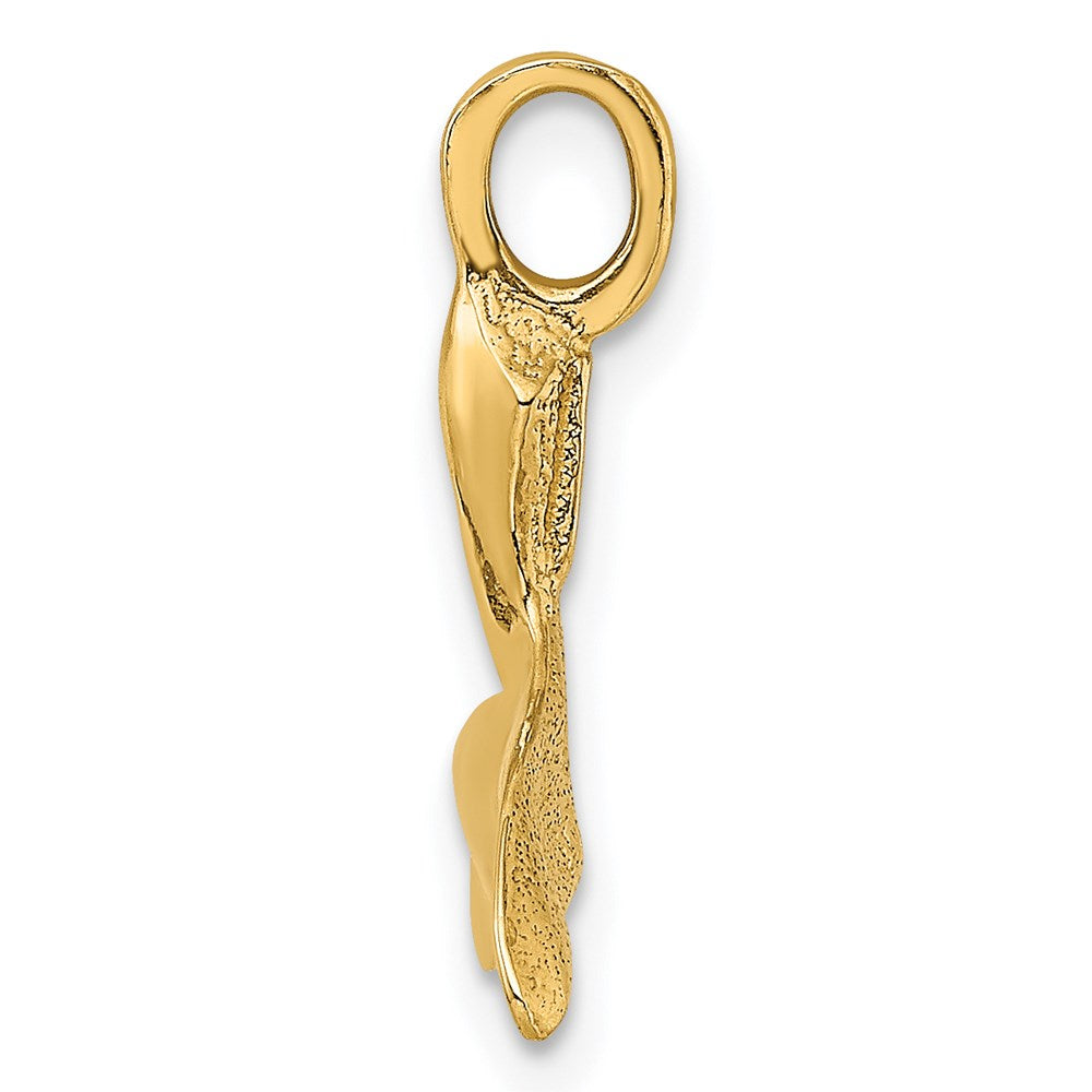 14K Yellow Gold 3-D Polished Whale Tail Charm