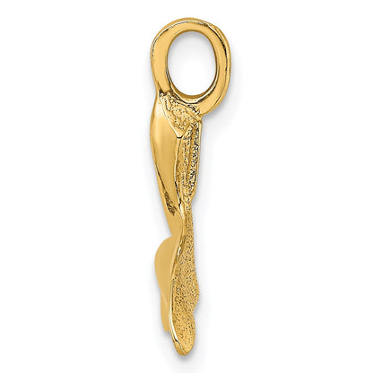14K Yellow Gold 3-D Polished Whale Tail Charm