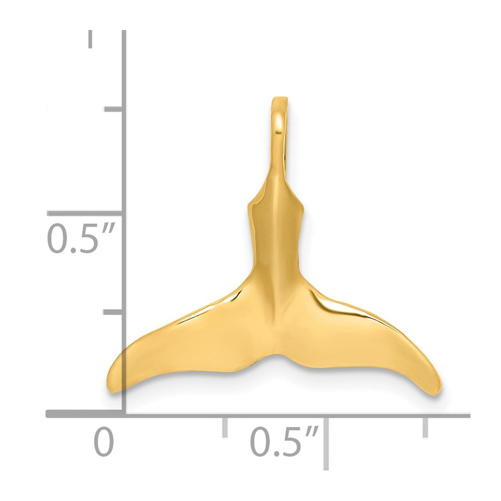 14K Yellow Gold 3-D Polished Whale Tail Charm
