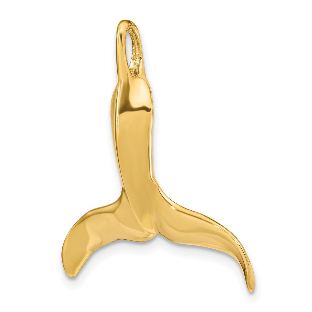 14K Yellow Gold 3-D Polished Whale Tail Chain Slide