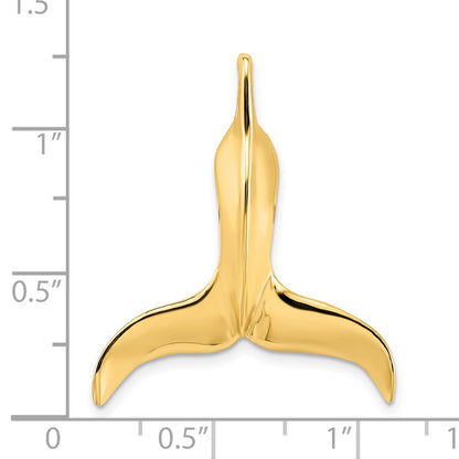 14K Yellow Gold 3-D Polished Whale Tail Chain Slide
