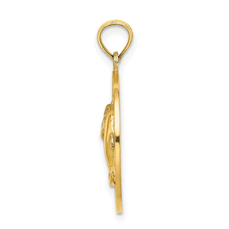 14k Yellow Gold BEAUFORT SC w/Dolphins Circle Charm