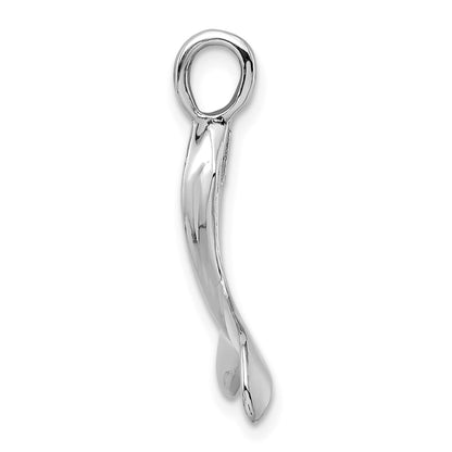 14k White Gold 3-D Polished Whale Tail Charm