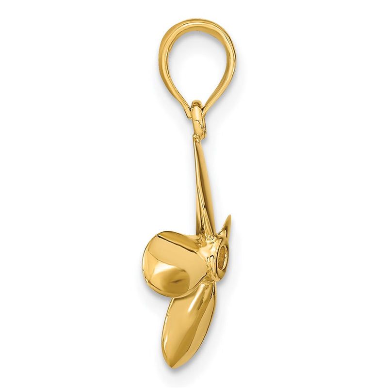 14K Yellow Gold 3-D W/ 4 Blades Propeller Charm
