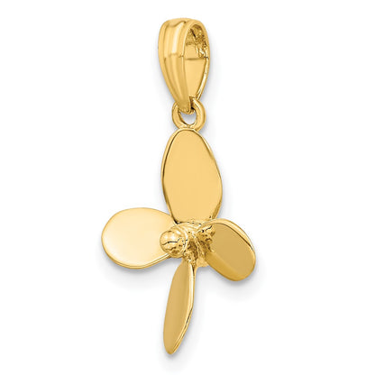 14K Yellow Gold 3-D W/ 4 Blades Propeller Charm