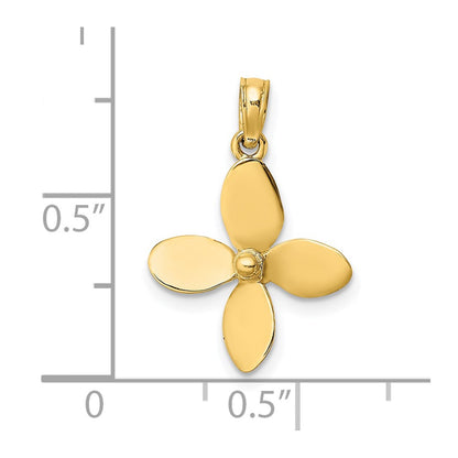 14K Yellow Gold 3-D W/ 4 Blades Propeller Charm