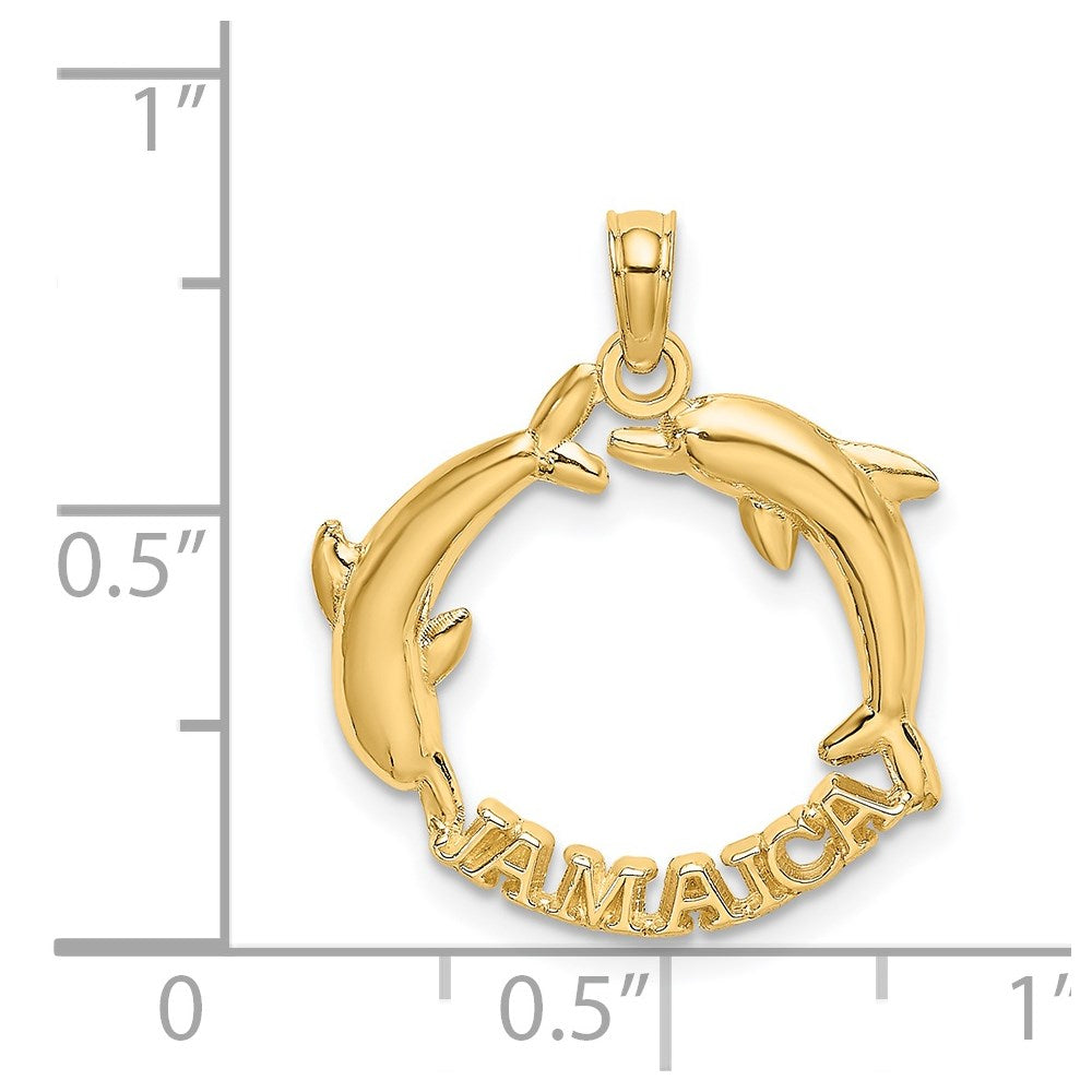 14K Yellow Gold Jamaica W/Dolphins Charm
