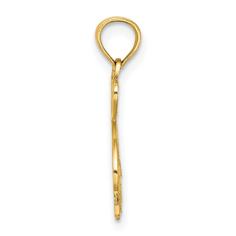 14K Yellow Gold I Heart Siesta Key With Dolphin Charm