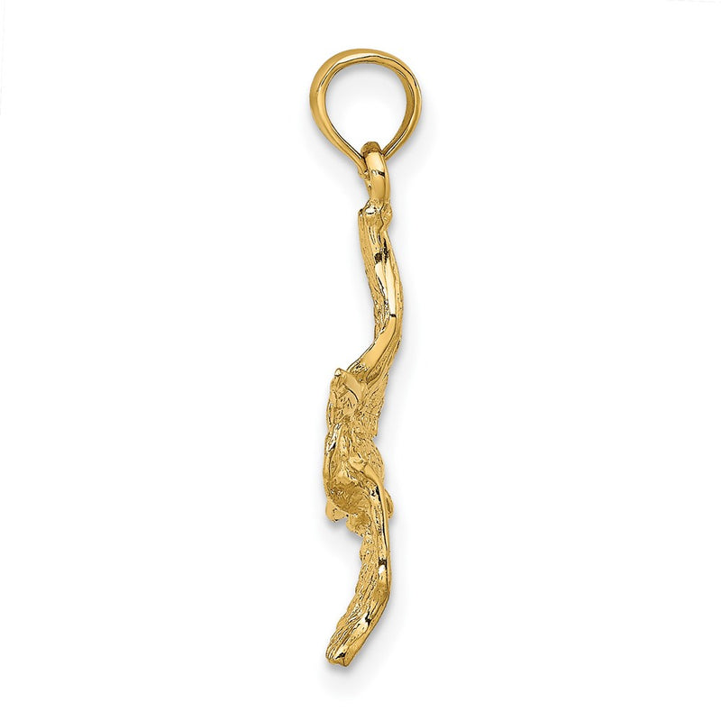 14K Yellow Gold 3-D Pelican Flying Charm