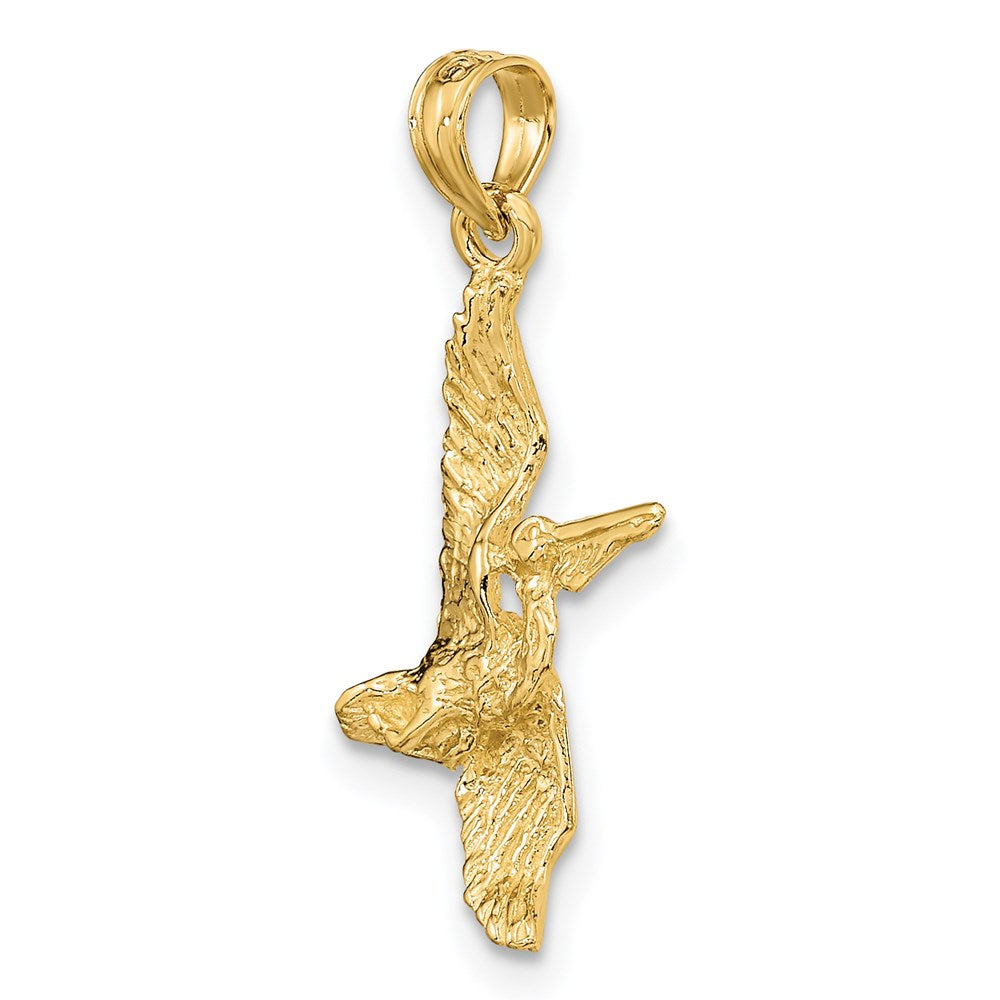 14K Yellow Gold 3-D Pelican Flying Charm