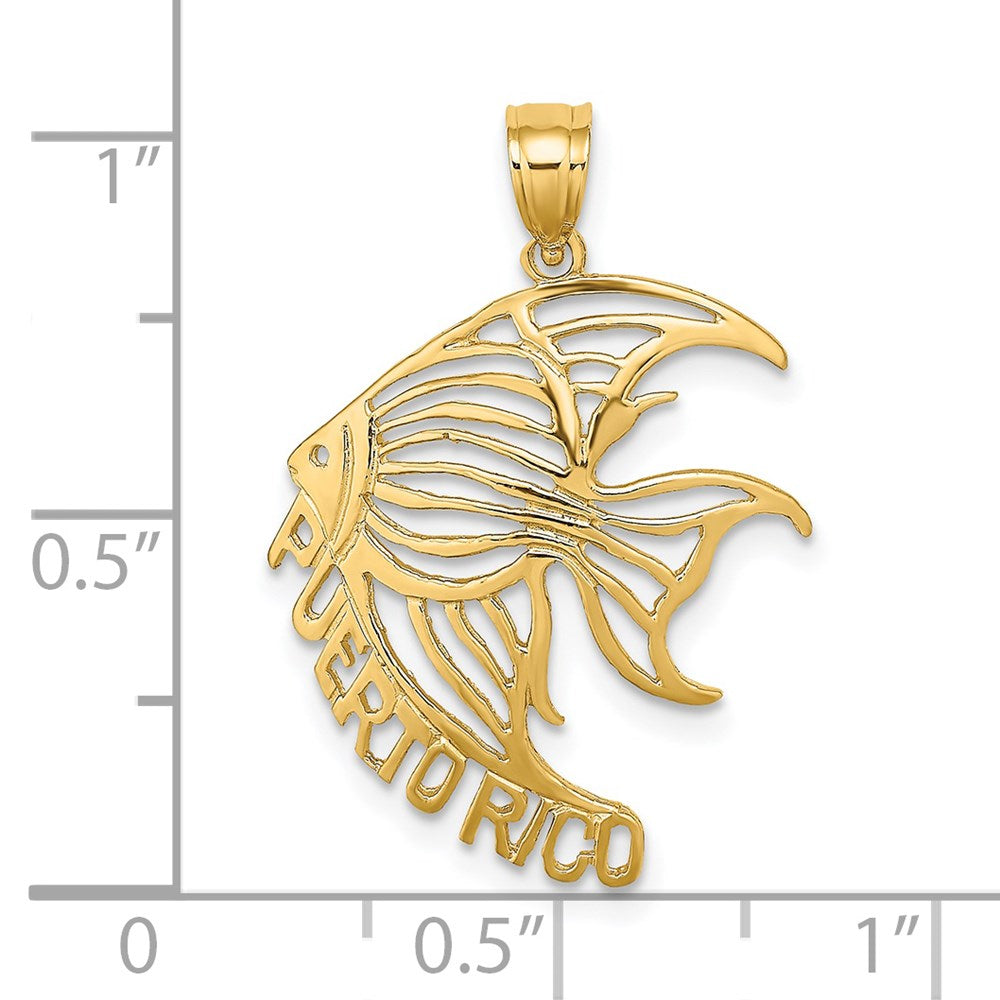 14K Yellow Gold Cut-Out Puerto Rico Angelfish Charm