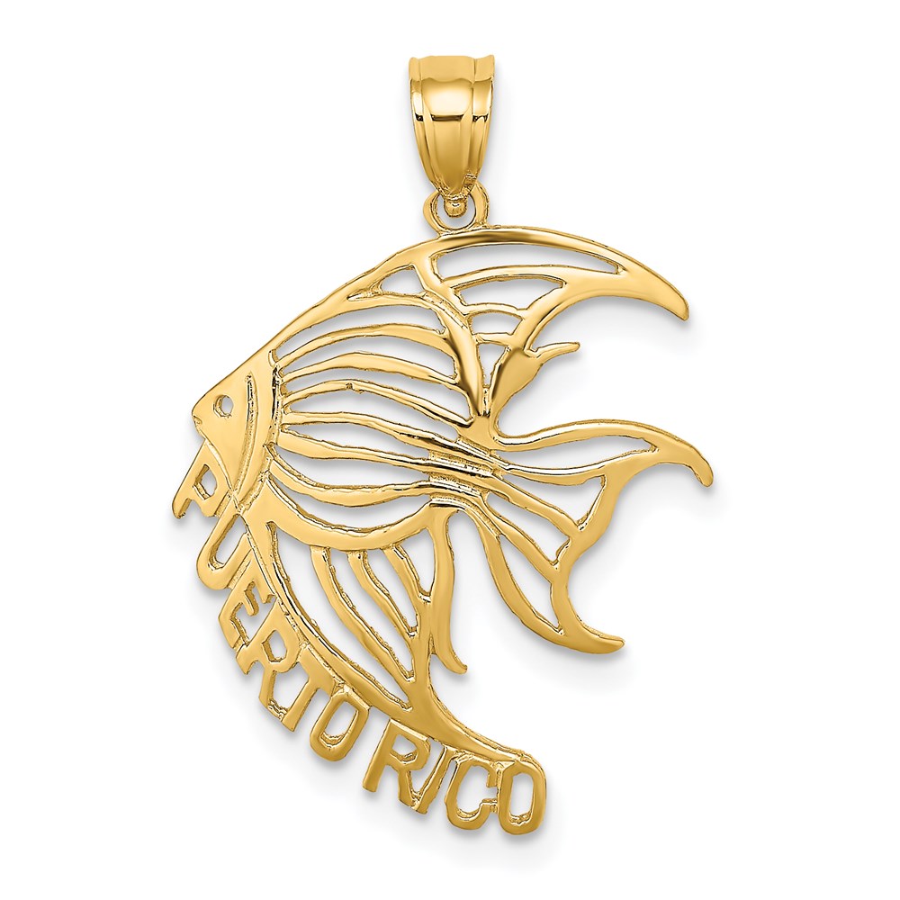 14K Yellow Gold Cut-Out Puerto Rico Angelfish Charm