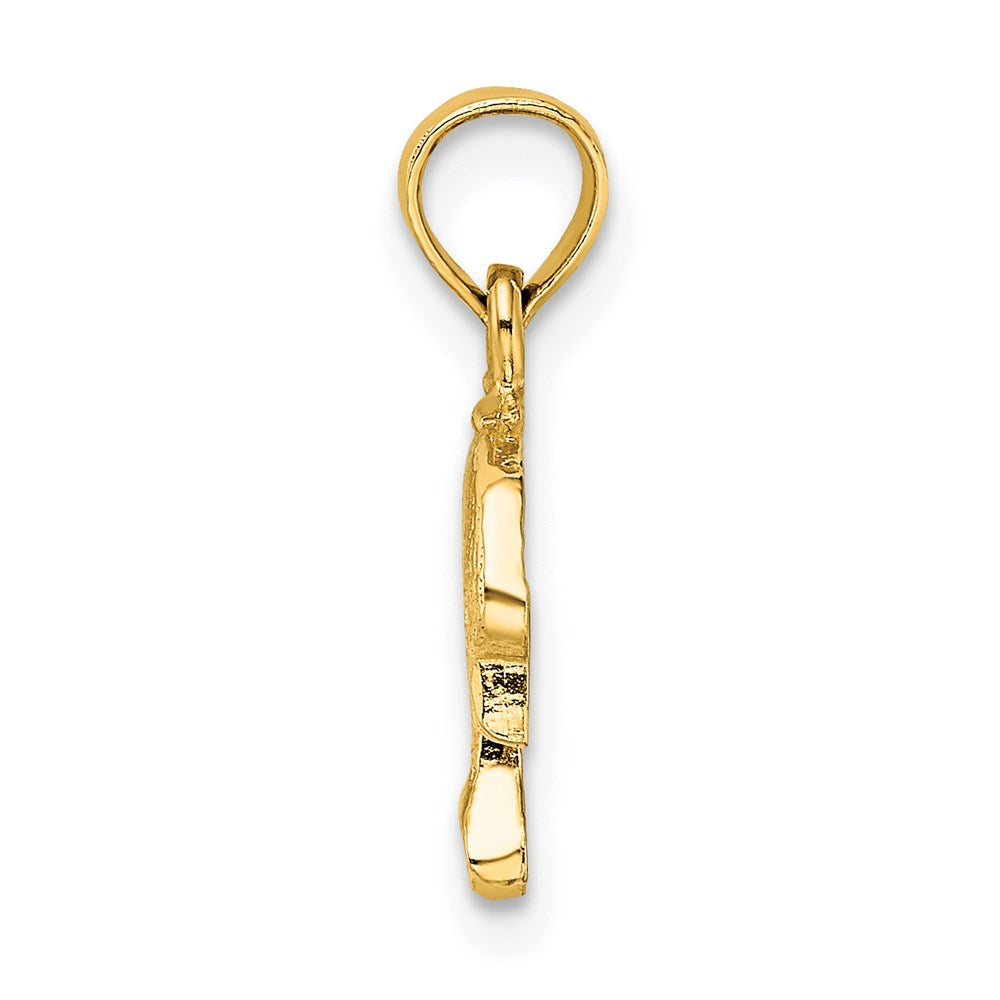 14K Yellow Gold Textured Mini Dolphin Jumping Charm
